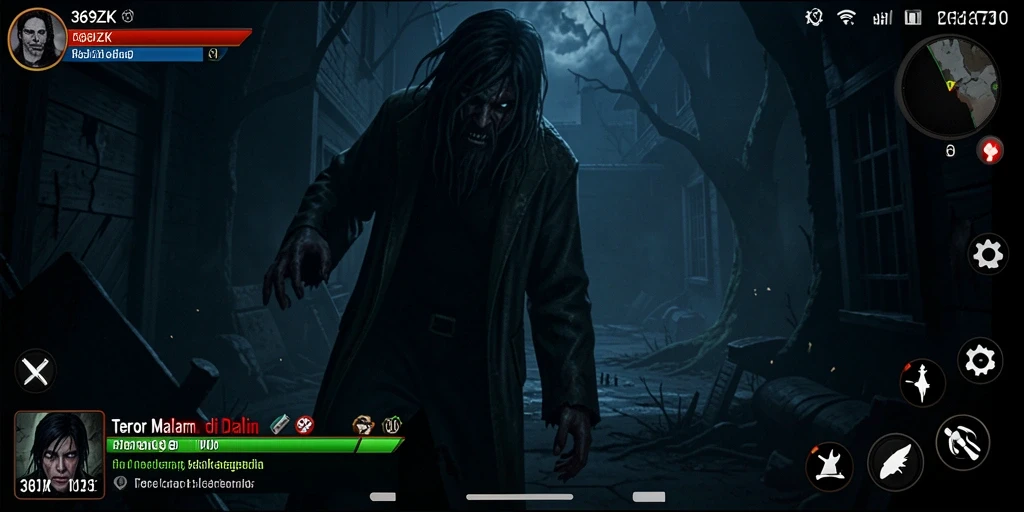 Tampilan gameplay menakutkan dari 369ZK dengan makhluk yang menghantui.