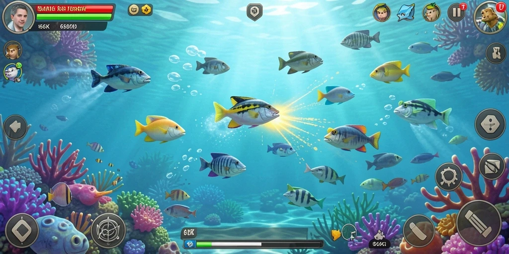 Tampilan gameplay Tembak Ikan yang mendebarkan di 66K.