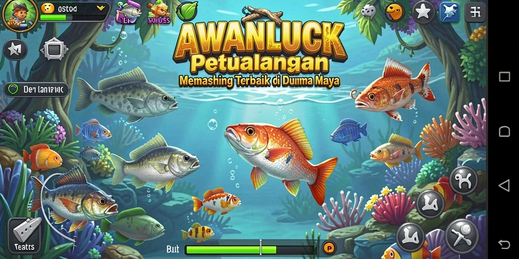 Gameplay seru AWANLUCK dengan berbagai lokasi memancing menakjubkan.