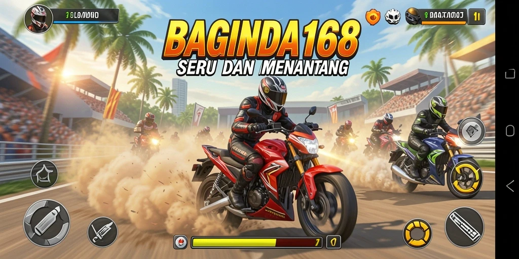 Gambaran gameplay seru dari BAGINDA168 dengan balapan motor.