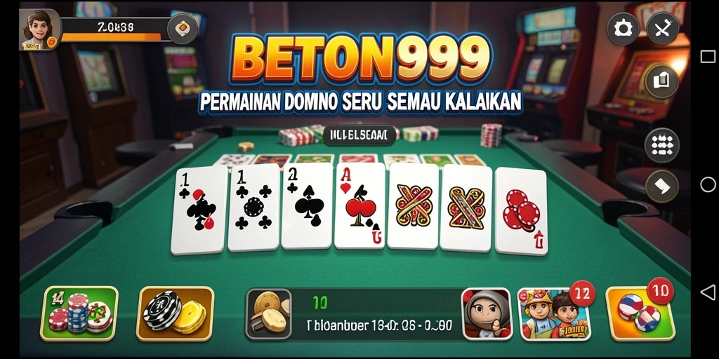 Menampilkan suasana seru gameplay Domino di BETON999.