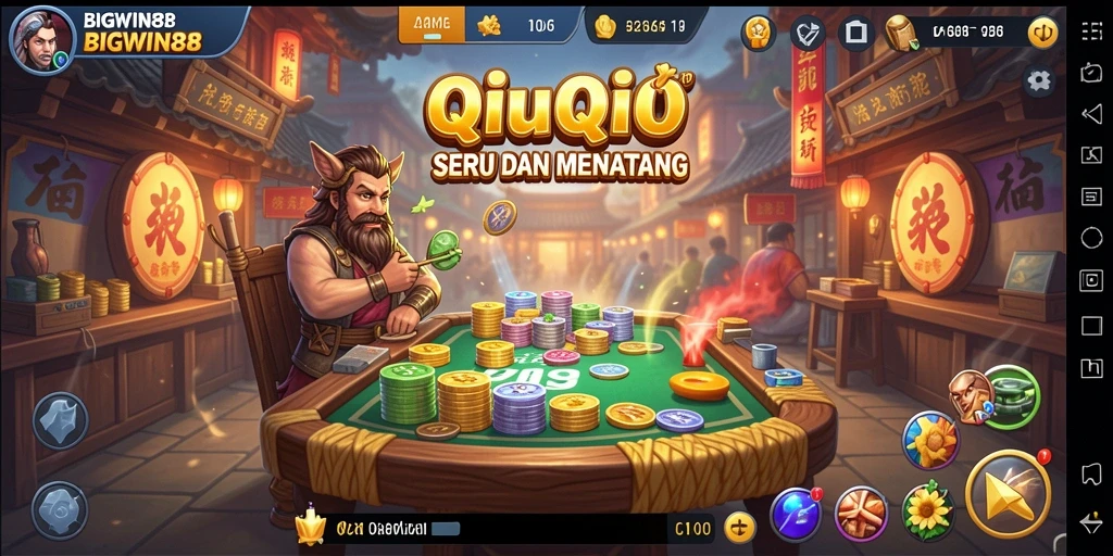 Screenshot menampilkan gameplay seru dalam permainan QiuQiu.