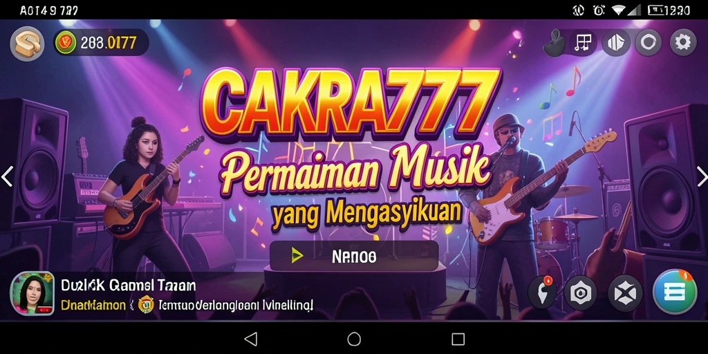 Tampilan gameplay CAKRA777 dengan pengguna yang menyanyi dan bersaing.