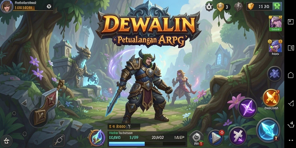 Tampilan gameplay DEWALIN yang menarik dengan karakter dan monster fantastis.