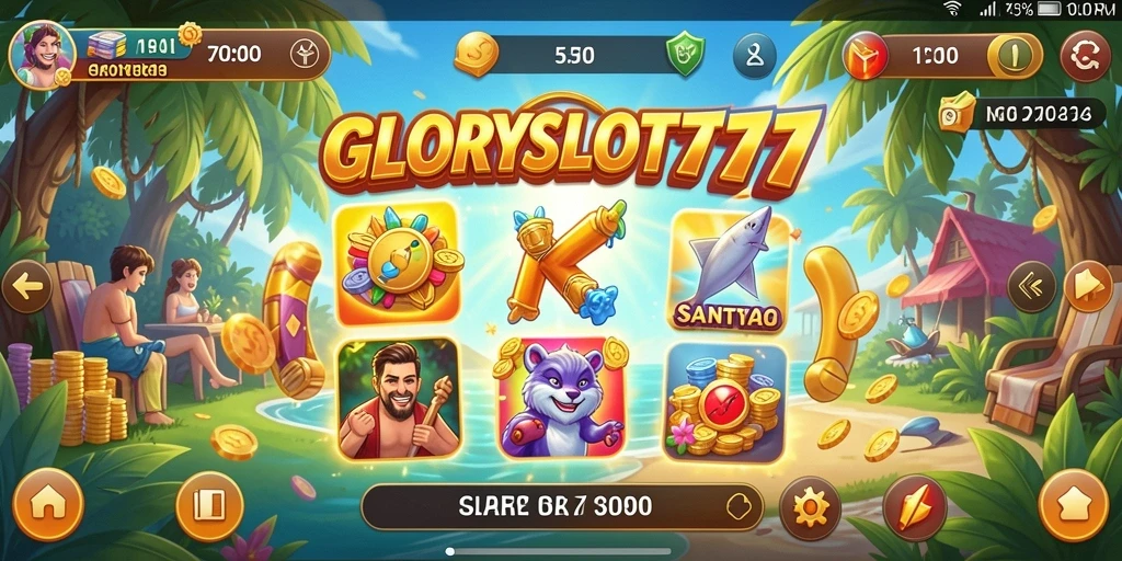 Tampilan menarik gameplay penuh warna di GLORYSLOT777.