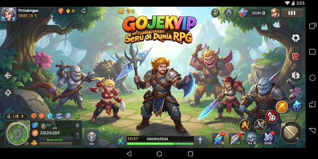 Screenshot gameplay <strong>GOJEKVIP</strong> menampilkan pertarungan seru di dunia fantasi.