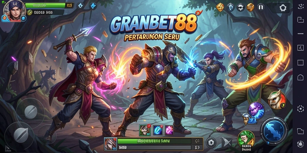 Tampilan aksi seru dalam permainan Fighting GRANDBET88.
