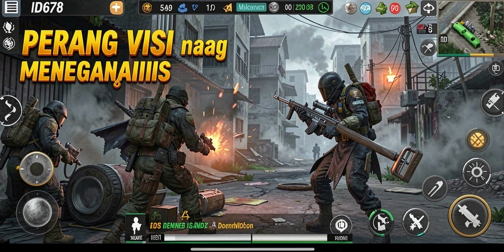 Tampilan gameplay menegangkan dalam ID678, penuh aksi dan strategi.