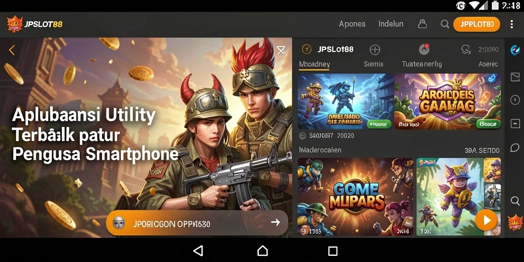 Tampilan screenshot utama JPSLOT88 menunjukkan fitur-fitur aplikasinya.