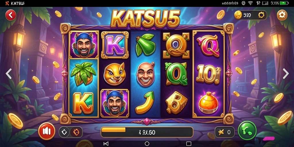 Menampilkan gameplay menarik di KATSU5 dengan berbagai tema slot.