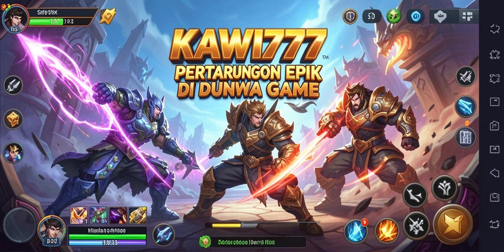 Screenshot gameplay KAWI777 menampilkan aksi pertarungan yang intens.