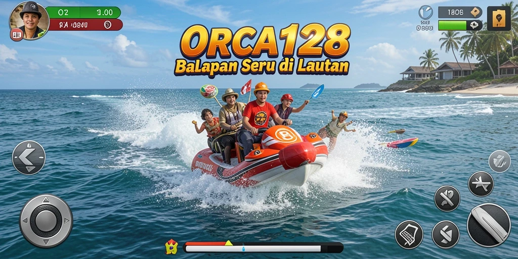 Gameplay ORCA128 yang seru dan penuh aksi balapan di atas air.