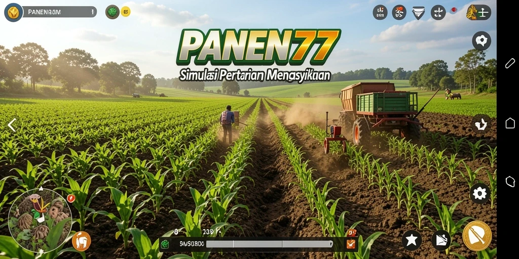 Tampilan gameplay menarik dari PANEN77 dengan aktivitas pertanian yang realistis.