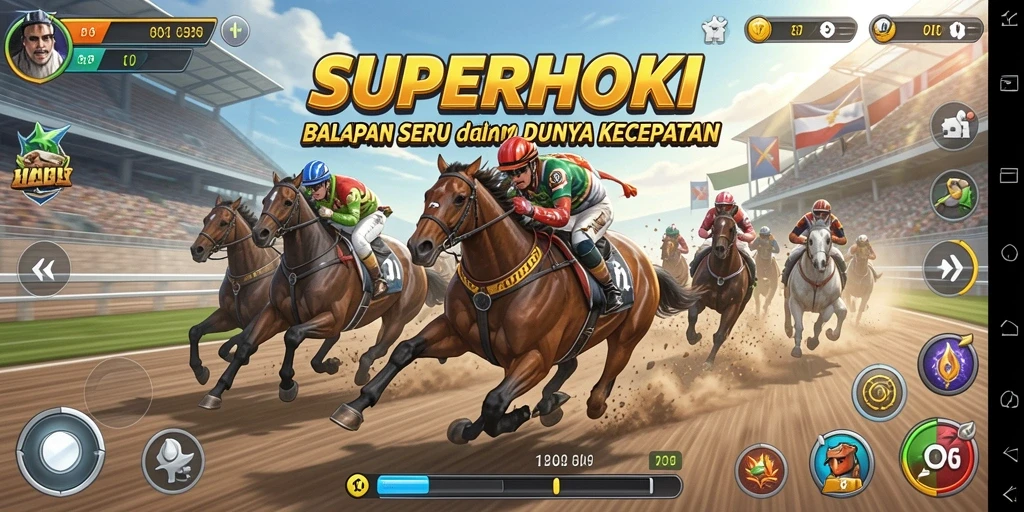 Gameplay <strong>SUPERHOKI</strong> yang seru dengan mobil balap di trek menantang.