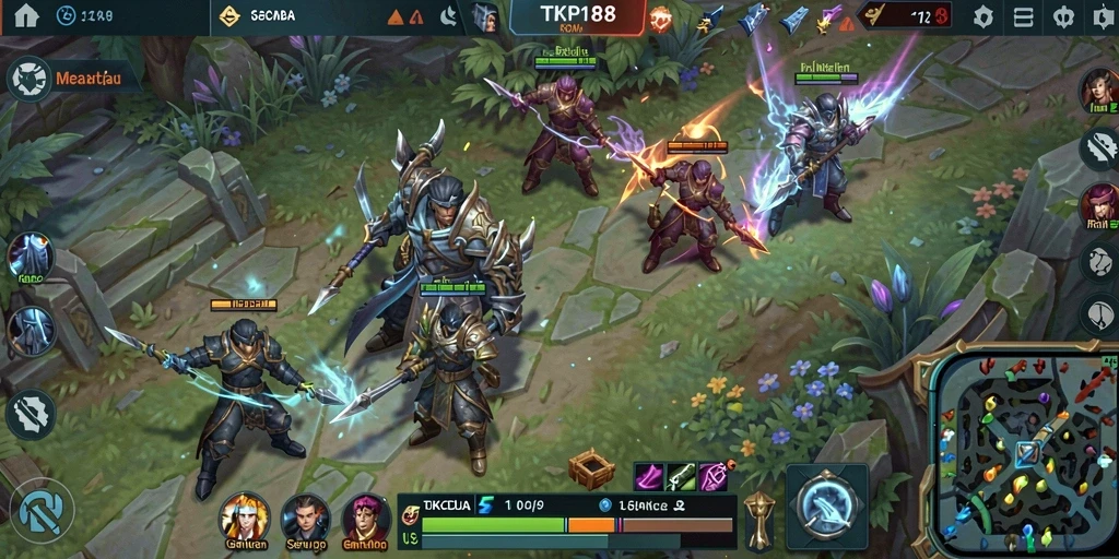 Tampilan seru dari pertarungan dalam game MOBA TKP188.
