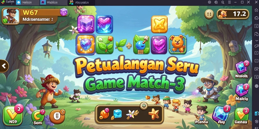 Tampilan gameplay W67 yang menarik dalam format Match-3.