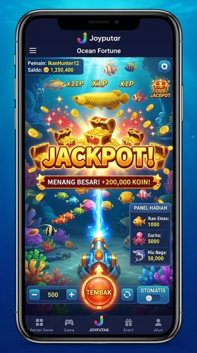 Tampilan aplikasi joyputar di perangkat Android.